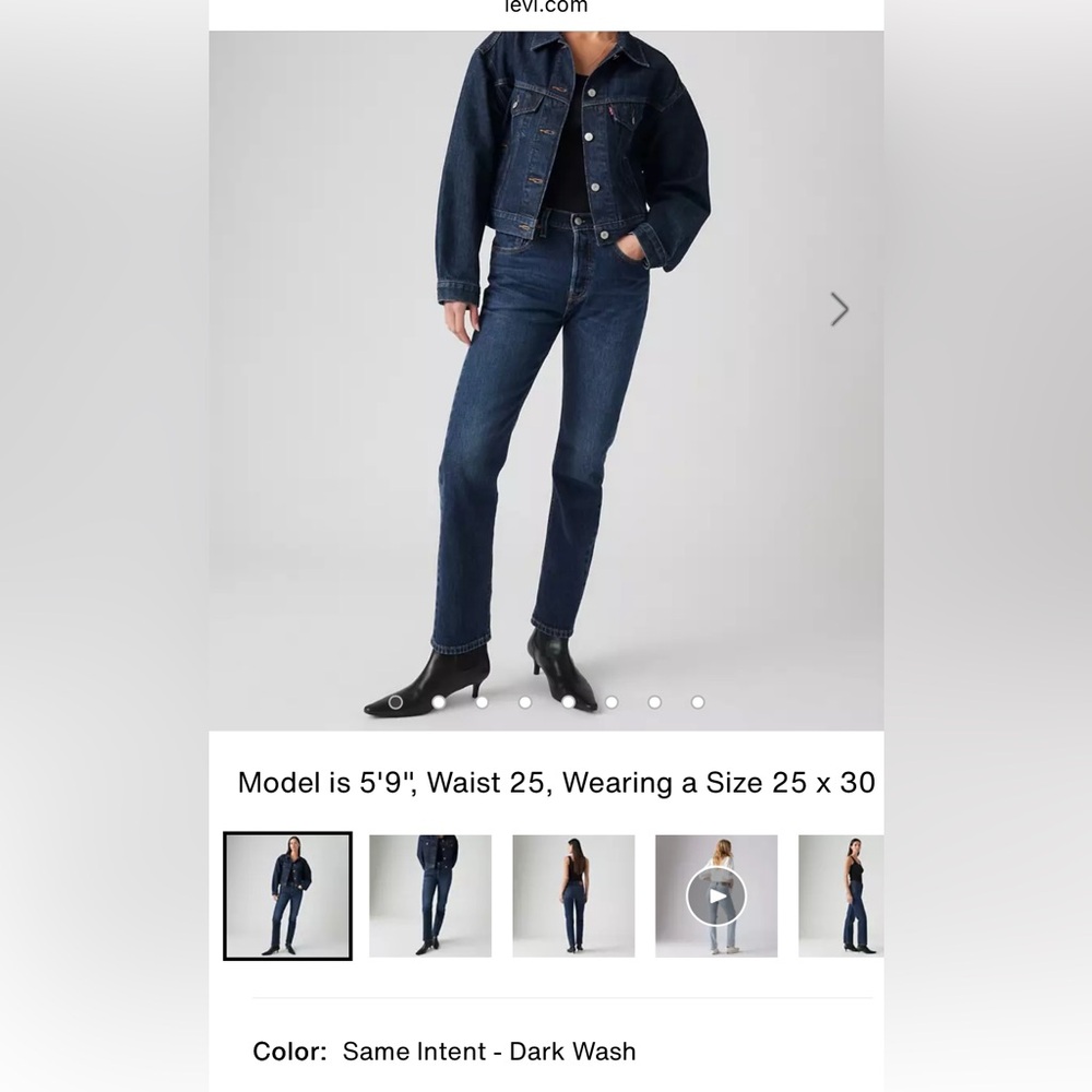 LEVIS 501 Original Fit Dark Blue Denim Size 27 Length 32